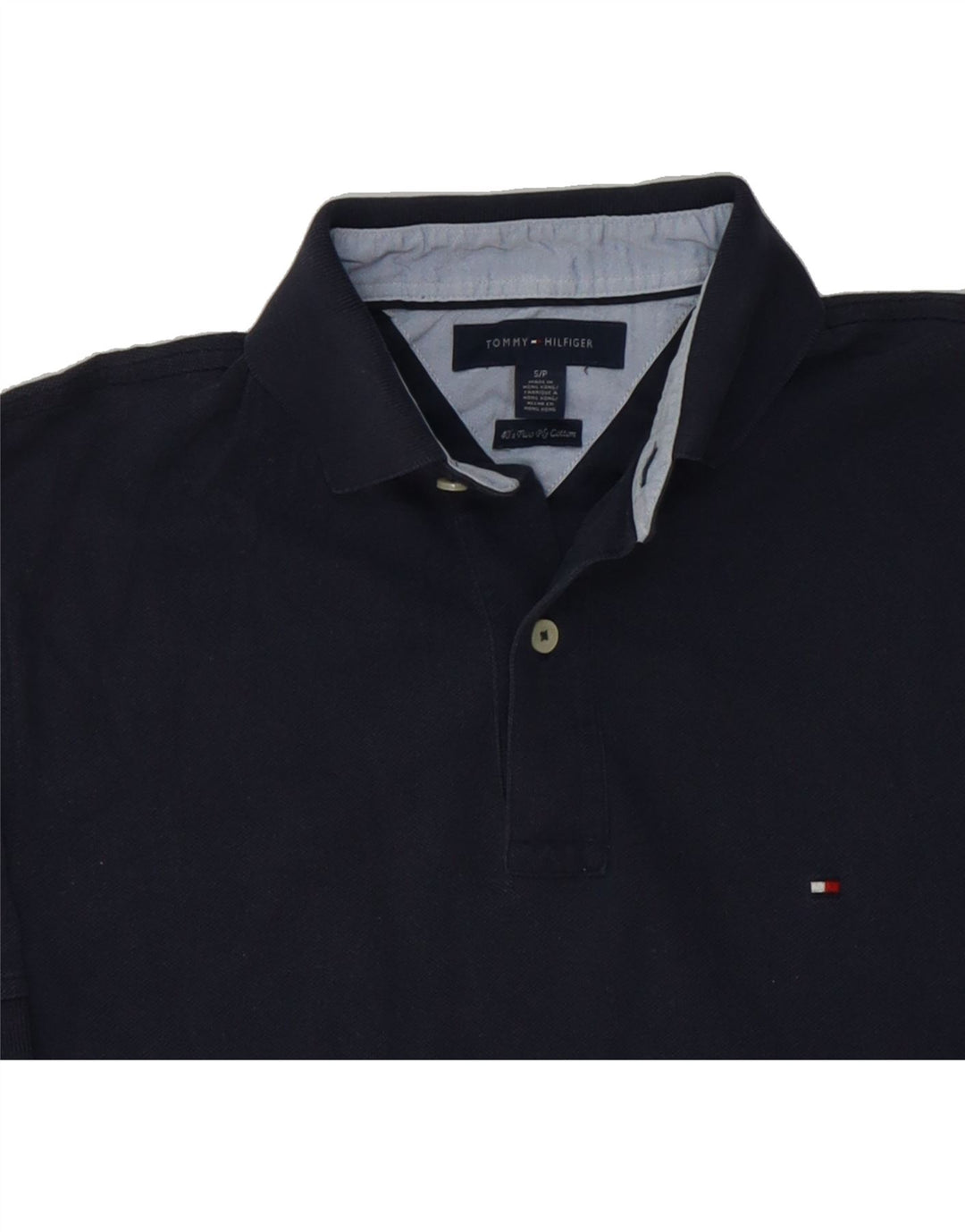 TOMMY HILFIGER Mens Polo Shirt Small Navy Blue Cotton Vintage Tommy Hilfiger and Second-Hand Tommy Hilfiger from Messina Hembry 