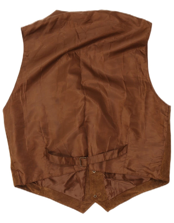 Vintage Mens Suede Waistcoat IT 52 Large Brown Leather