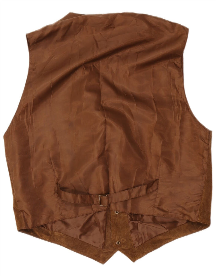 Vintage herre ruskindsvest IT 52 Stor brunt læder