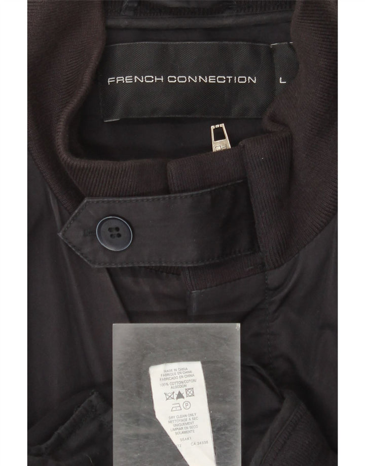 French Connection Herre Bomber Jacket UK 40 Large Navy Blue Cotton