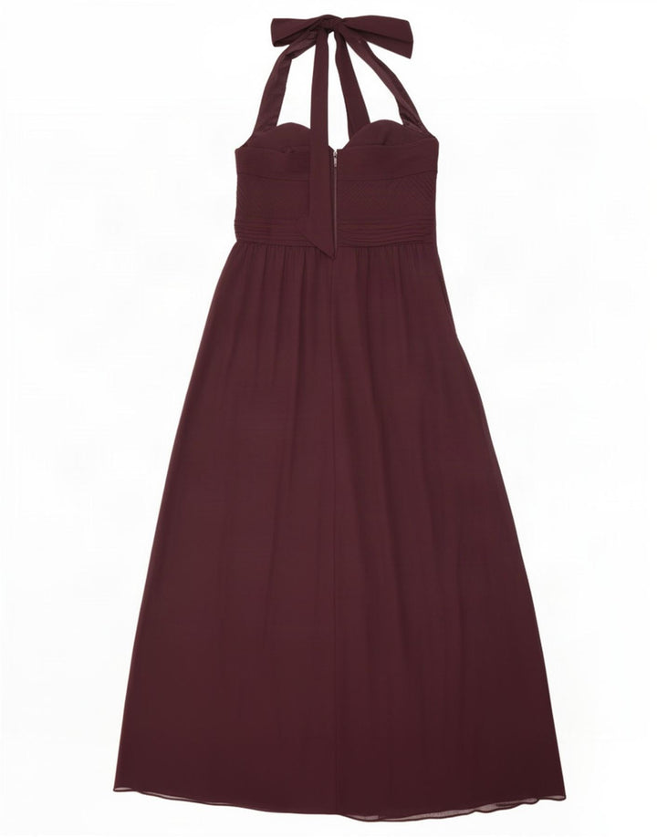 Coast Dame Maxi Halter Dress UK 12 Medium Burgundy Polyester