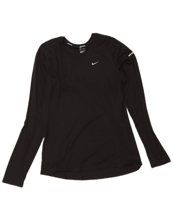 Nike Dame Dri Fit Top Langærmet UK 14 Medium Sort