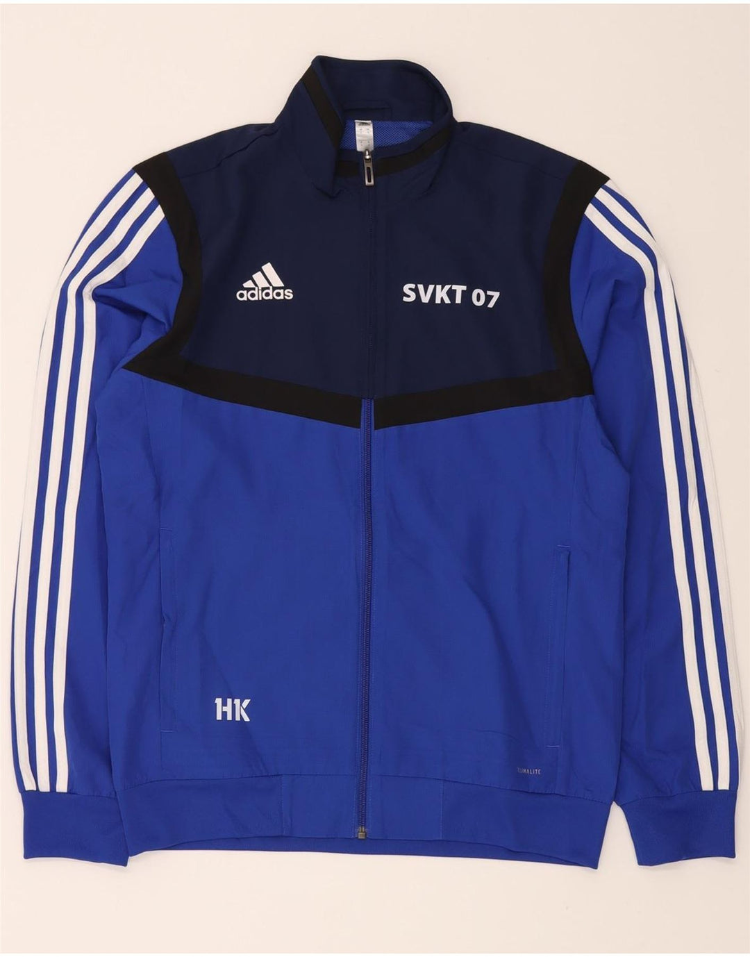 ADIDAS Mens Climalite Graphic Tracksuit Top Jacket Small Blue Colourblock Vintage Adidas and Second-Hand Adidas from Messina Hembry 