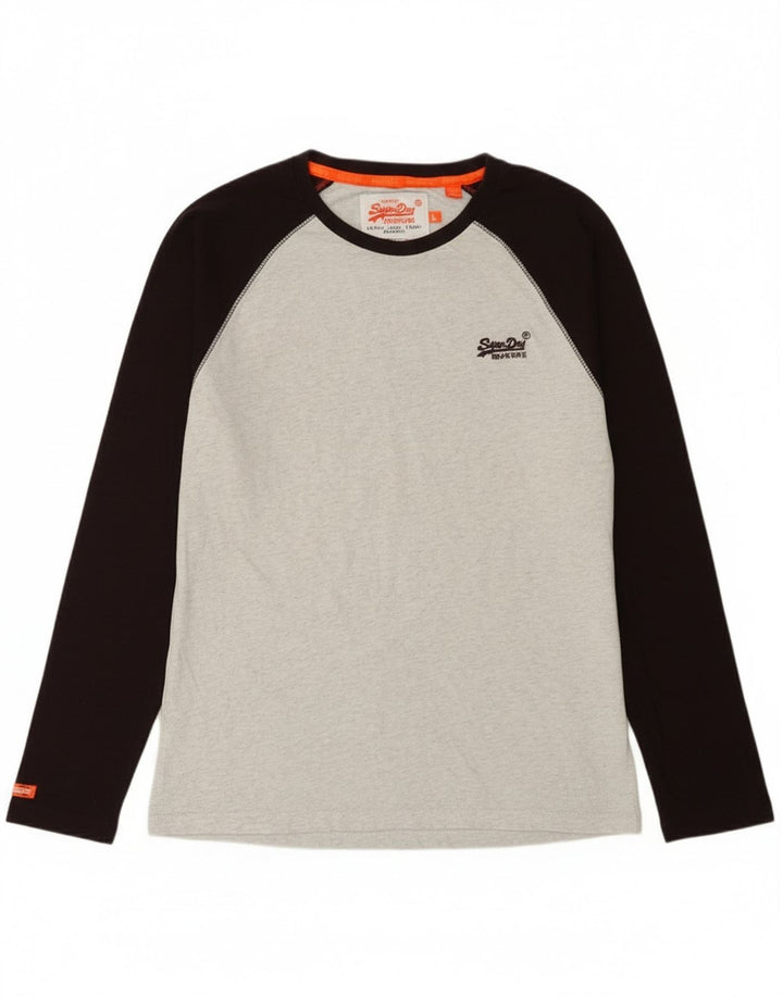 Superdry Herre Top Langærmet Stor Grå Colourblock Bomuld
