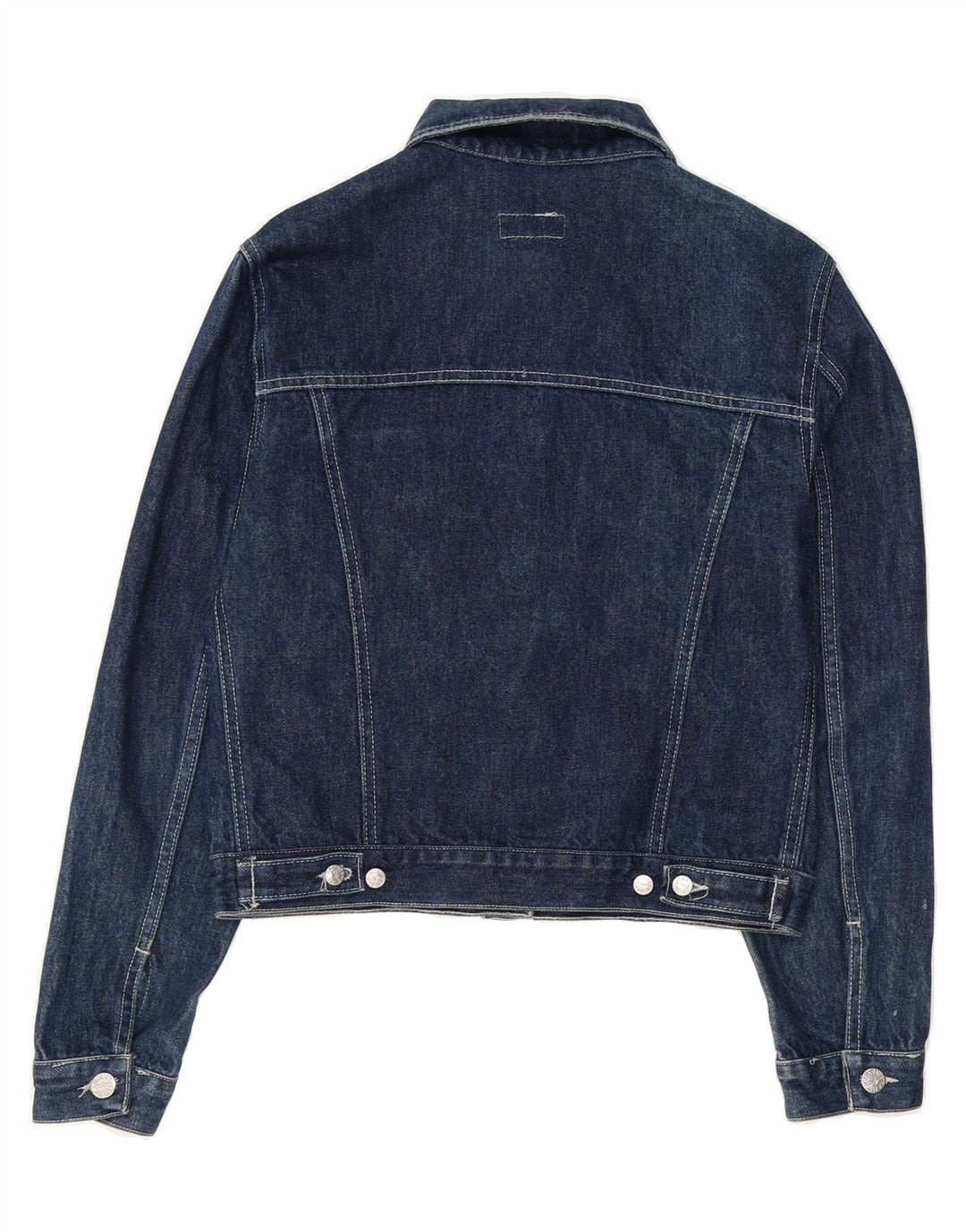 CLARK Womens Crop Denim Jacket UK 14 Medium Navy Blue Cotton Vintage CLARK and Second-Hand CLARK from Messina Hembry 