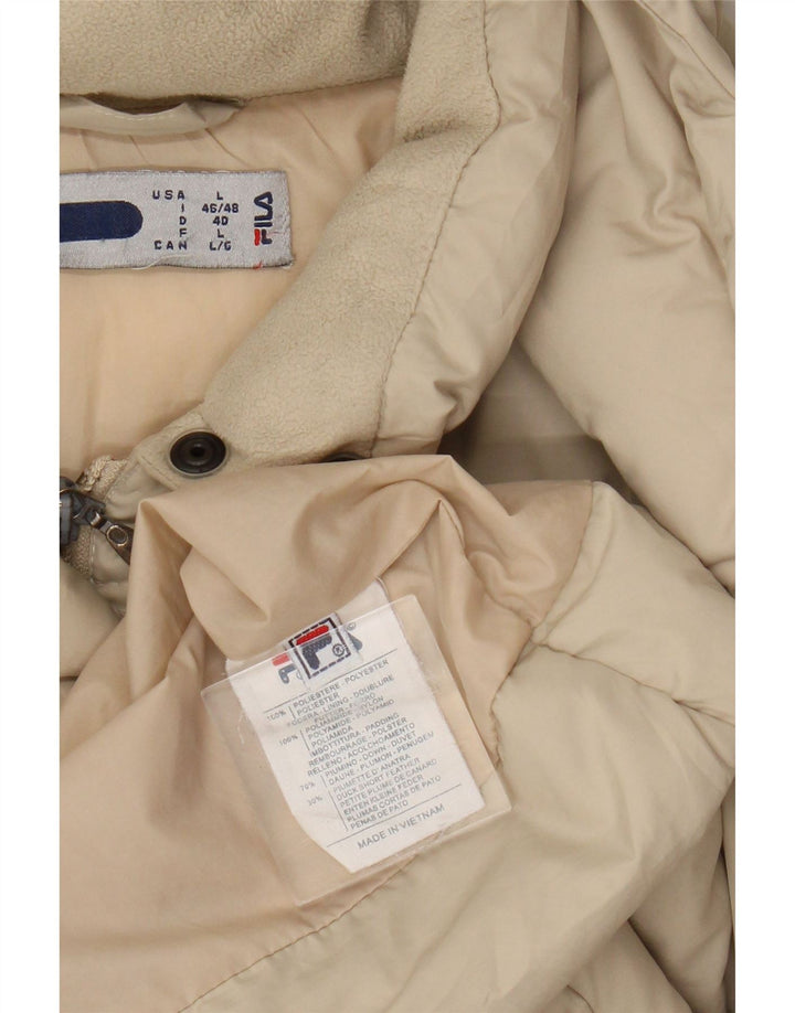Fila Dame Hætte Polstret Frakke UK 16 Stor Beige Polyester