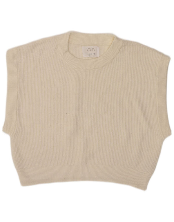 Zara Girls Vest Tank Top 11-12 År Hvid Viscose