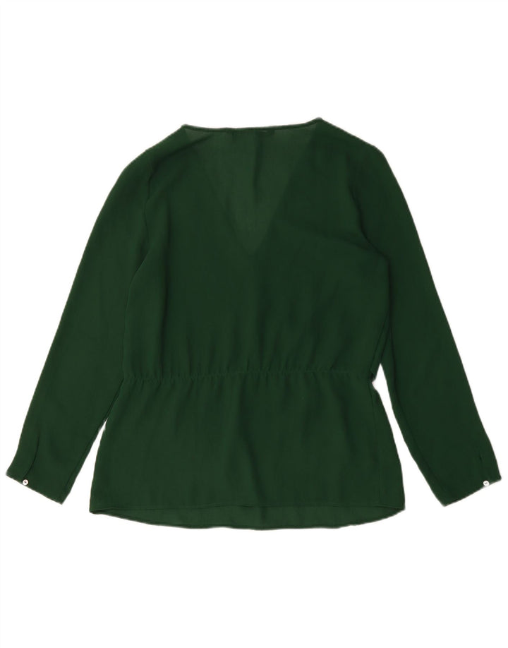 Zara Dame Langærmet Bluse Top UK 10 Lille Grøn