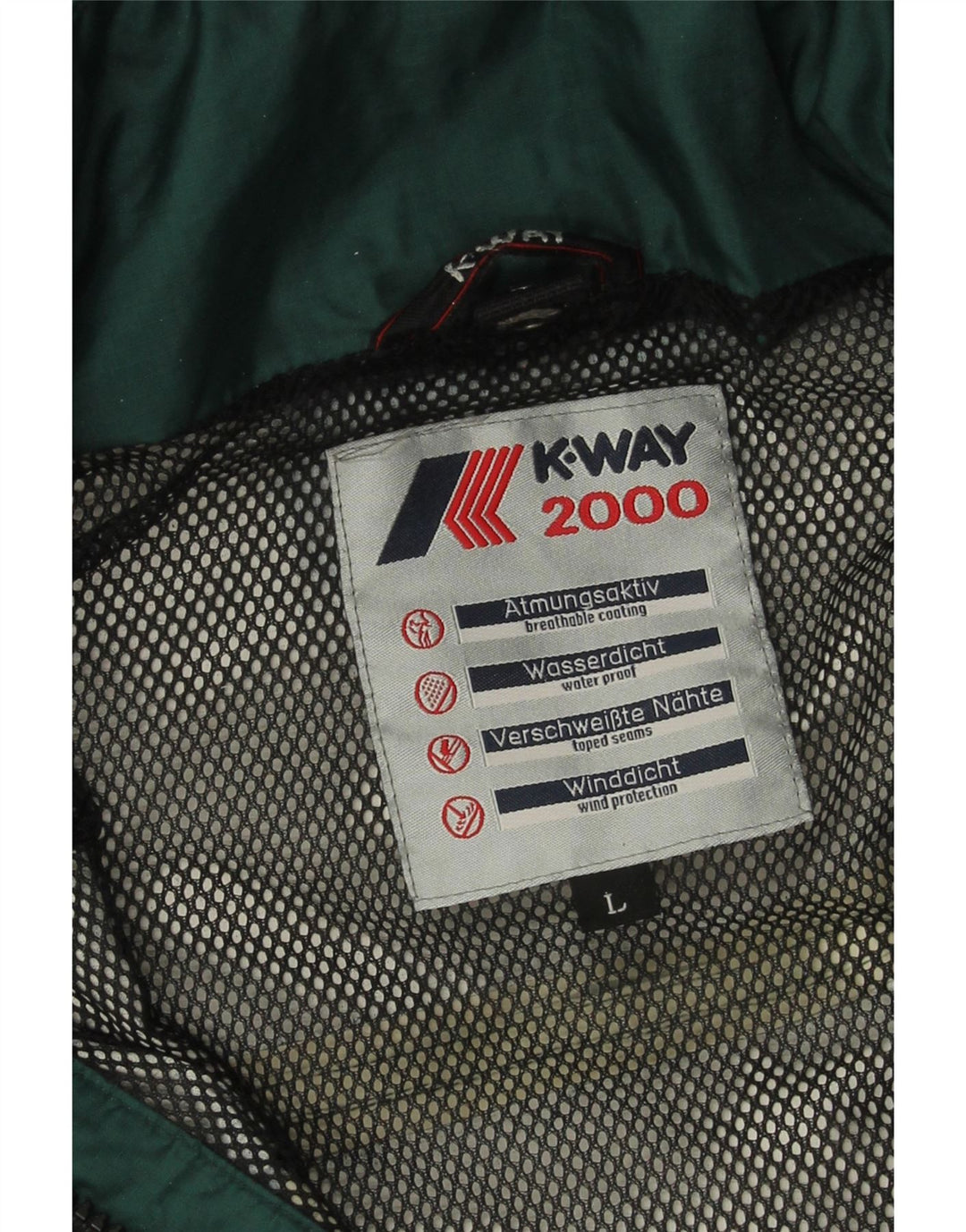 K-Way Herre Loose Fit Regnjakke UK 40 Stor Grøn Polyamid
