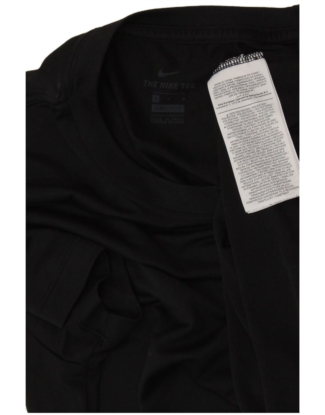 NIKE Dame Dri Fit grafisk T-shirt Top UK 14 Medium Sort Polyester