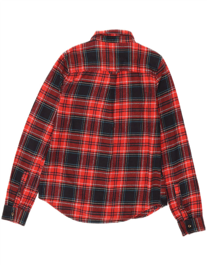 SUPERDRY Dame Flanell Shirt UK 8 Lille rød ternet bomuld