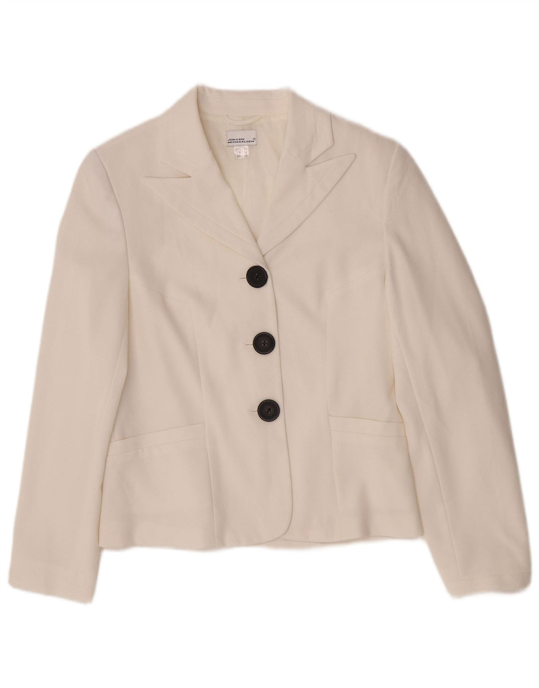 Jurgen Michaelsen Dame 3 Button Blazer Jacket UK 10 Small White Polyester
