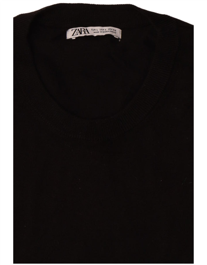 Zara Herre T-Shirt Top Stor Sort