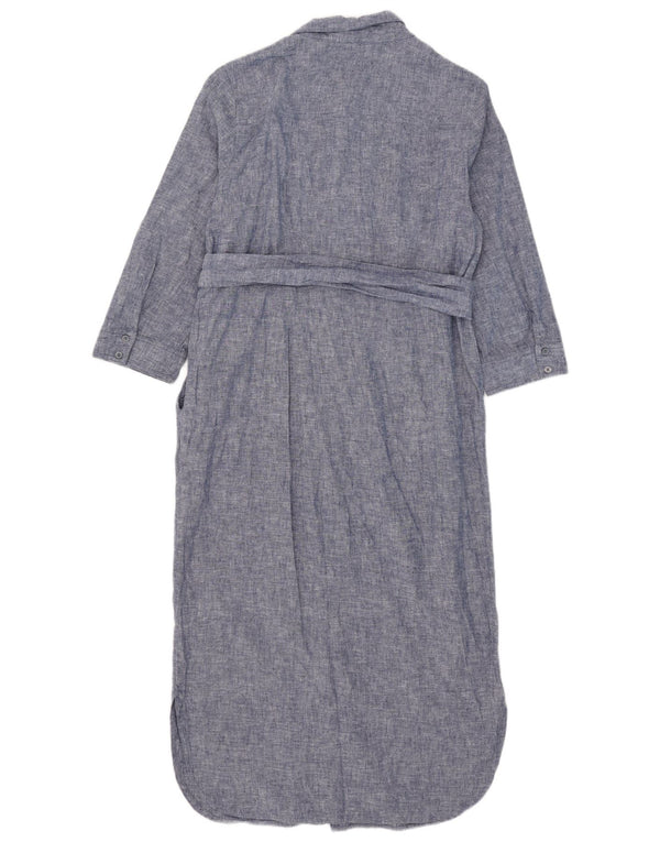 Boden Dame 3/4 Ærmet Oversized Skjortekjole UK 10 Small Navy Blue Linen