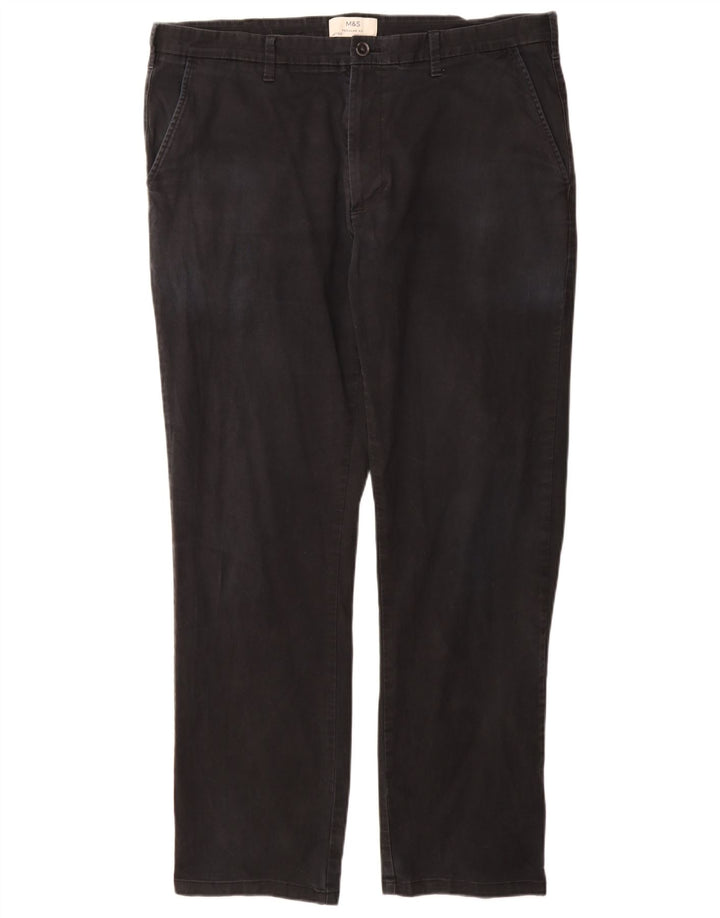 Marks & Spencer Herre Regular Fit Chinobukser W38 L33 Sort bomuld