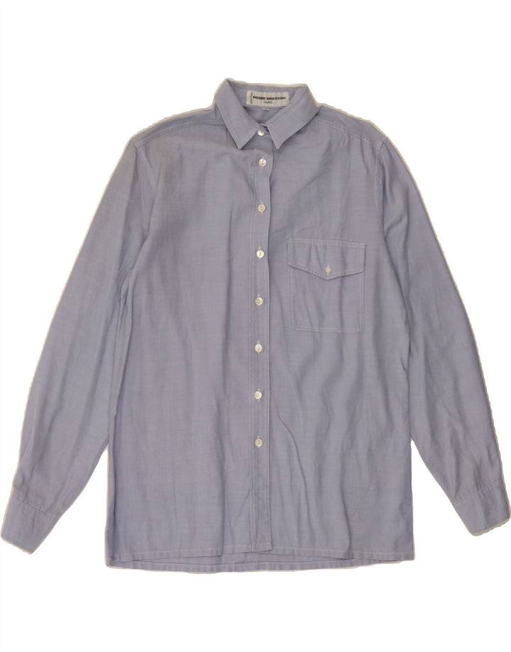 VINTAGE Womens Paris Longline Shirt EU 40 Medium Blue Vintage Vintage and Second-Hand Vintage from Messina Hembry 