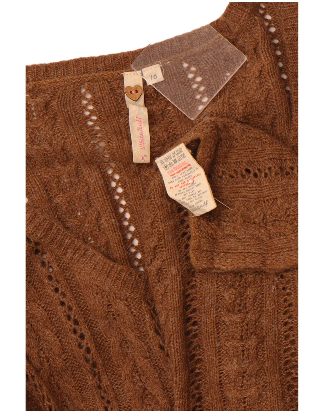 WHITE STUFF Dame cardigan sweater UK 16 Stor brun viskose