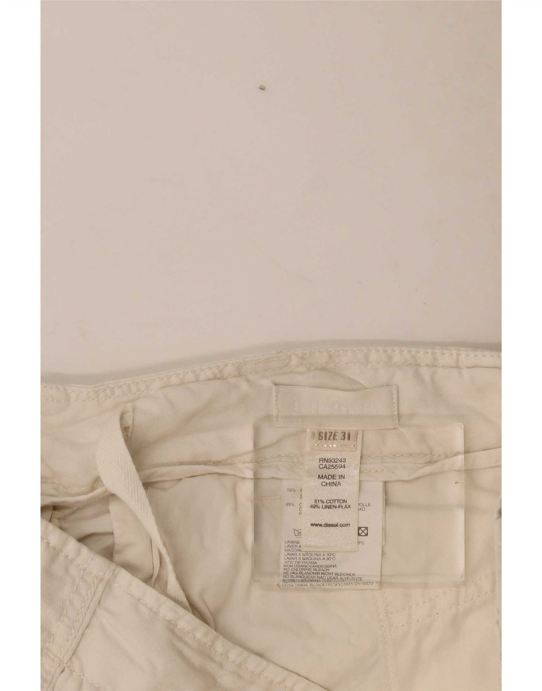 Diesel Cargo Shorts til kvinder W31 Medium White Bomuld