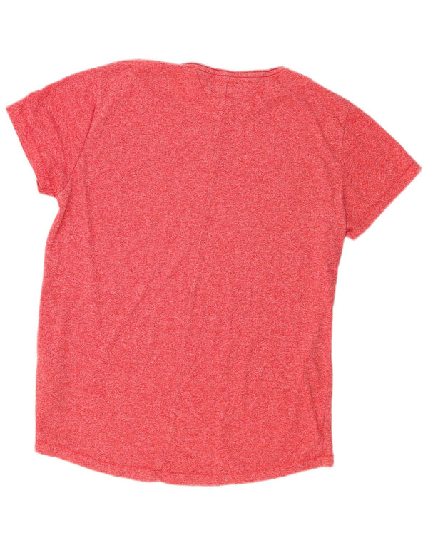 Tommy Hilfiger Dame T-Shirt Top UK 14 Medium Pink Flecked Polyester