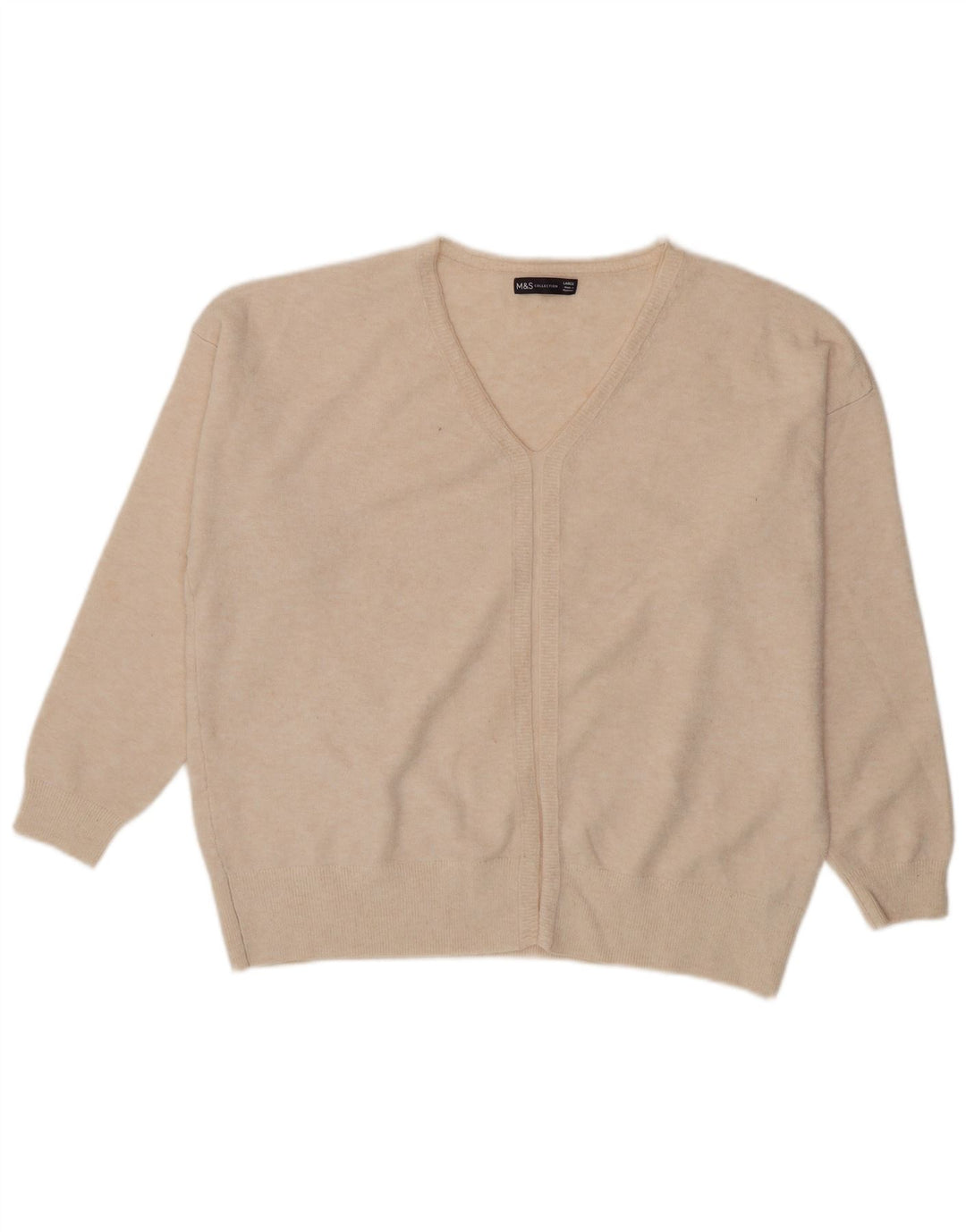 Marks & Spencer Dame Oversized V-hals sweater UK 16 Large Beige