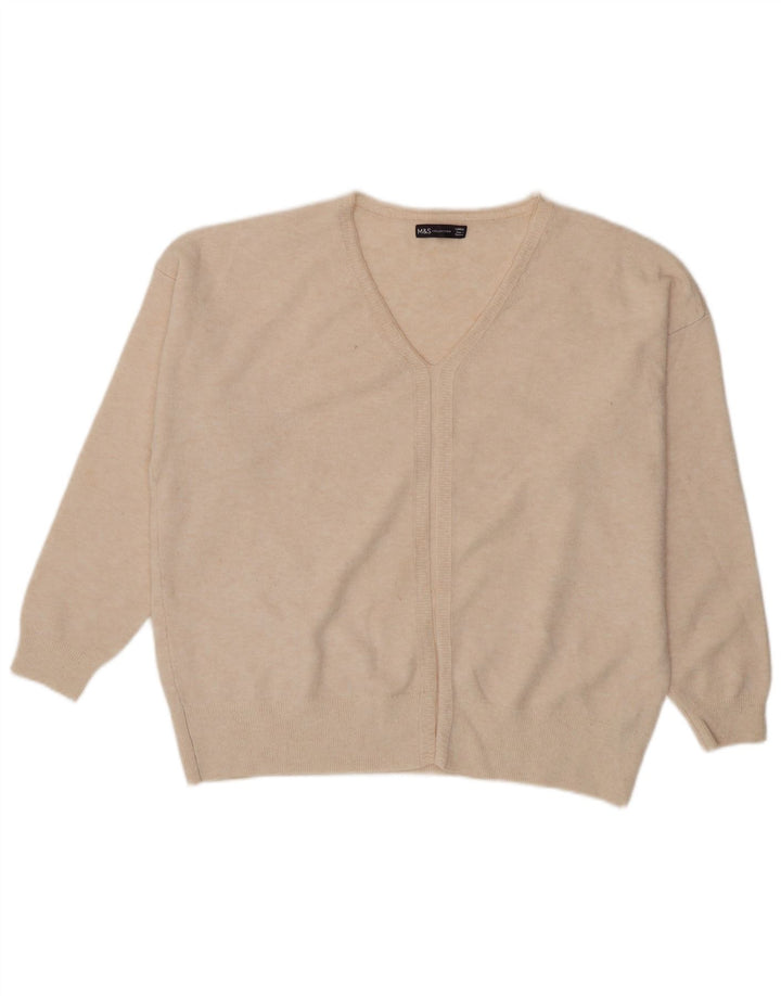 Marks & Spencer Dame Oversized V-hals sweater UK 16 Large Beige