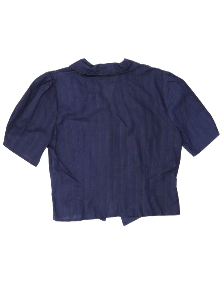 Vintage dameskjorte bluse IT 44 Mellem marineblå stribet