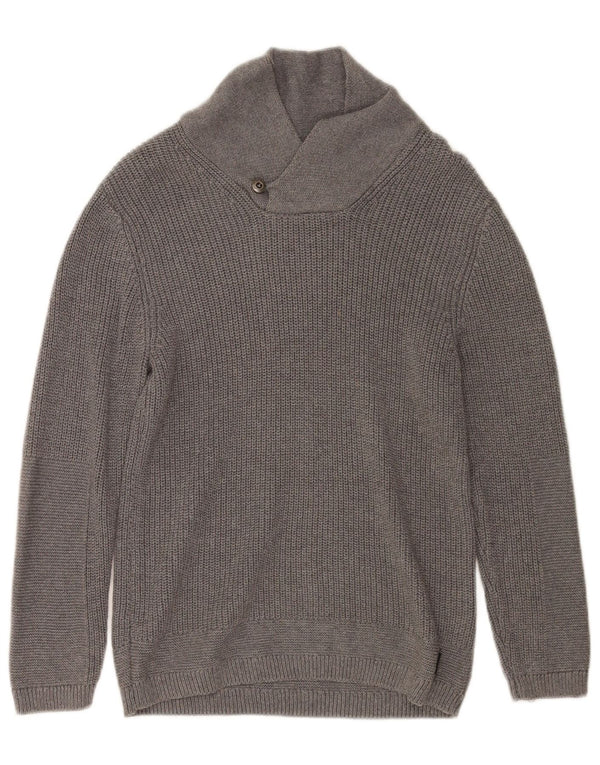Zara Boys Shawl Neck Jumper Sweater 9-10 År Grå Bomuld