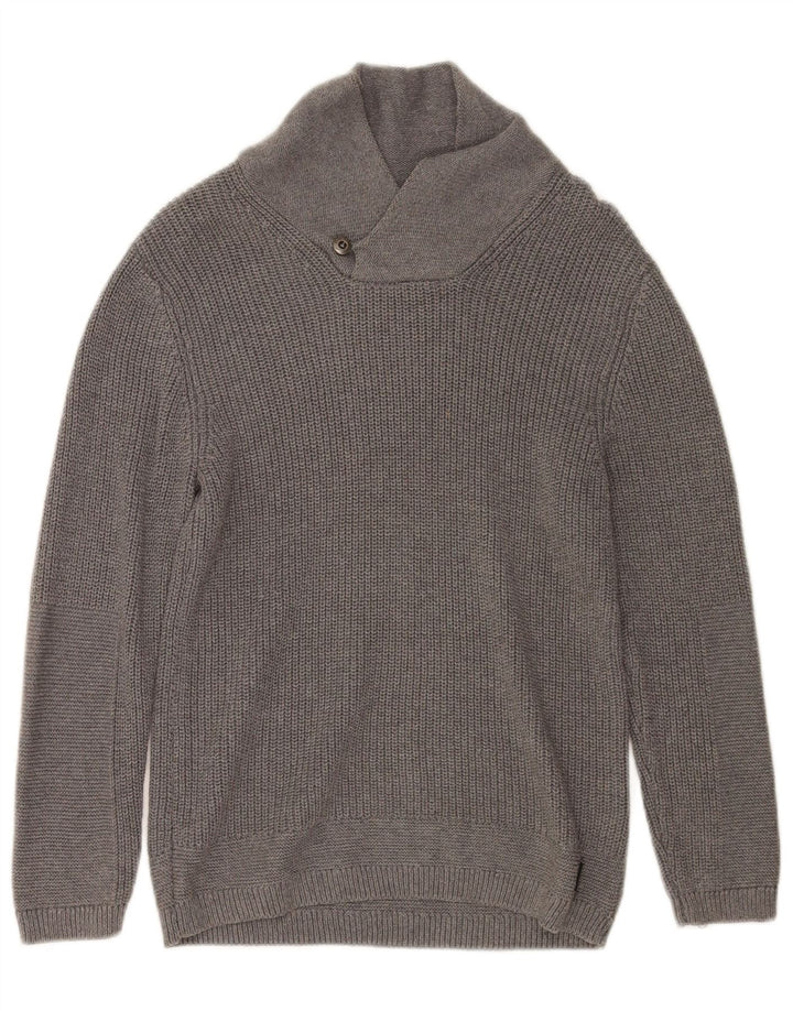 Zara Boys Shawl Neck Jumper Sweater 9-10 År Grå Bomuld