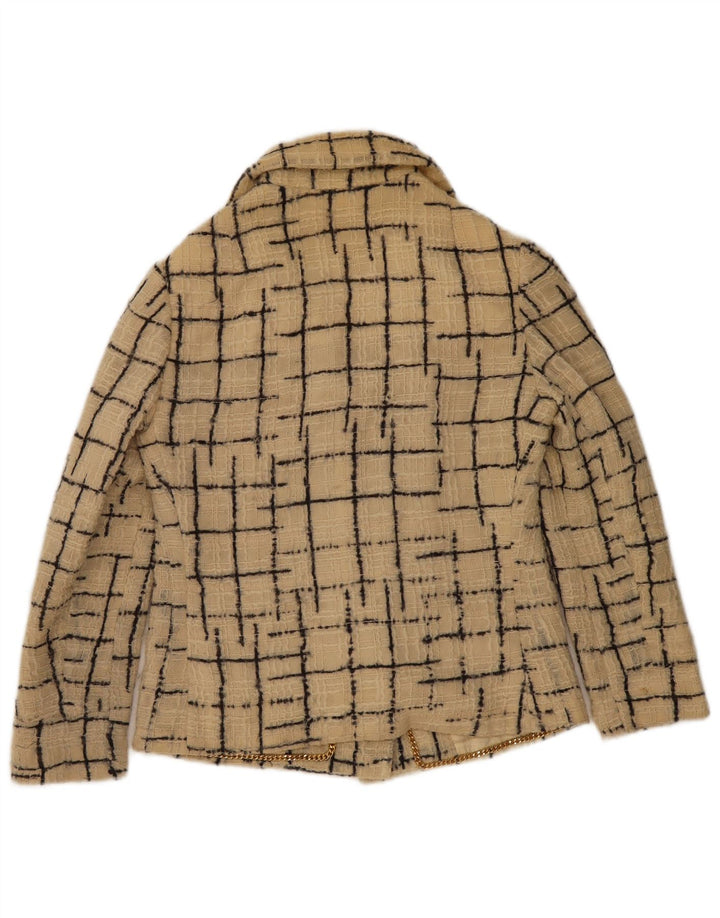 Vintage Dame 4-knaps blazerjakke UK 10 Small Beige Check