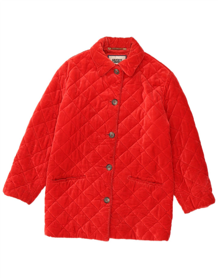 Husky Dame Velvet Quilted Jacket UK 14 Medium Red