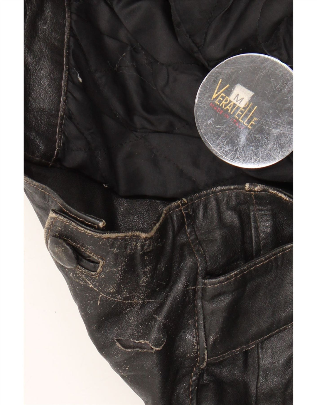 VINTAGE Womens Oversized Leather Jacket UK 14 Medium Black Leather Vintage Vintage and Second-Hand Vintage from Messina Hembry 