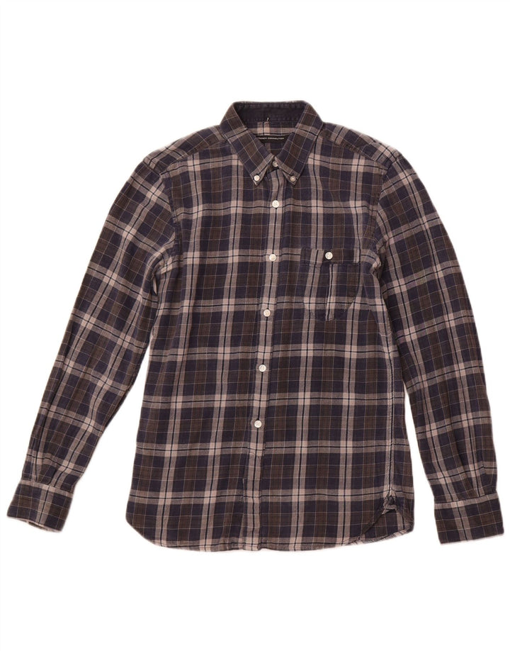 French Connection Flanelskjorte til mænd XS Marineblå ternet bomuld