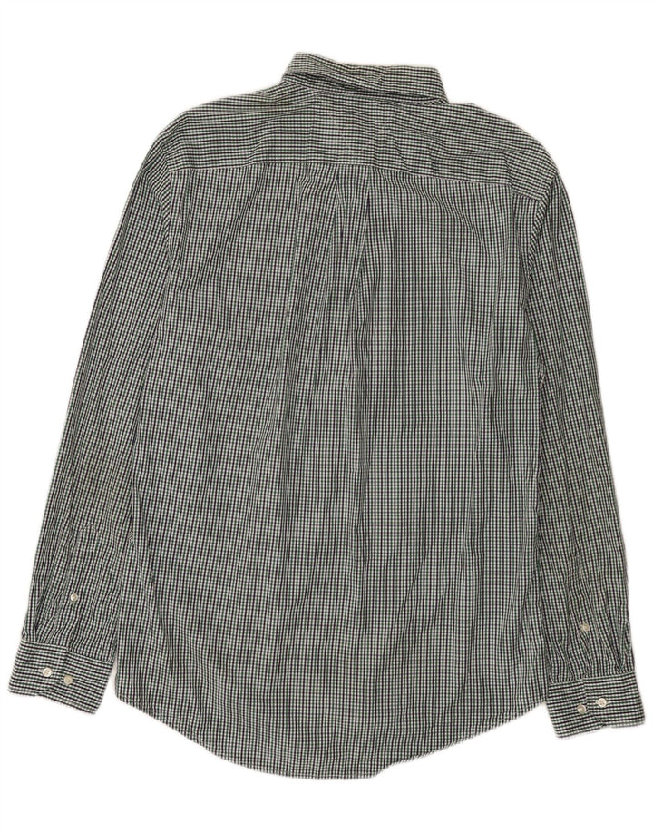 Tommy Hilfiger Herre Custom Fit skjorte Stor grøn Gingham Bomuld