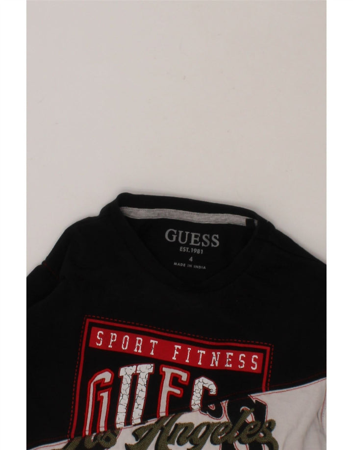 GUESS Boys Graphic Top Long Sleeve 3-4 Years Red Colourblock Vintage Guess and Second-Hand Guess from Messina Hembry 