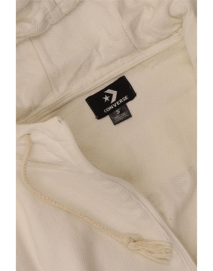 Converse Dame Oversized grafisk lynlås hættetrøje Jumper UK 10 Small White