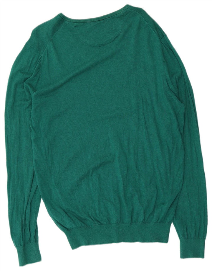 Massimo Dutti Herre V-hals sweater Stor grøn bomuld