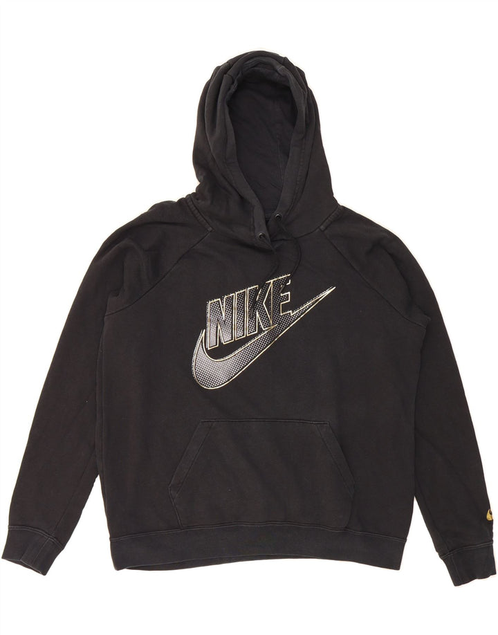 NIKE Womens Oversized Graphic Hoodie Jumper UK 14 Medium Black Cotton Vintage Nike and Second-Hand Nike from Messina Hembry 