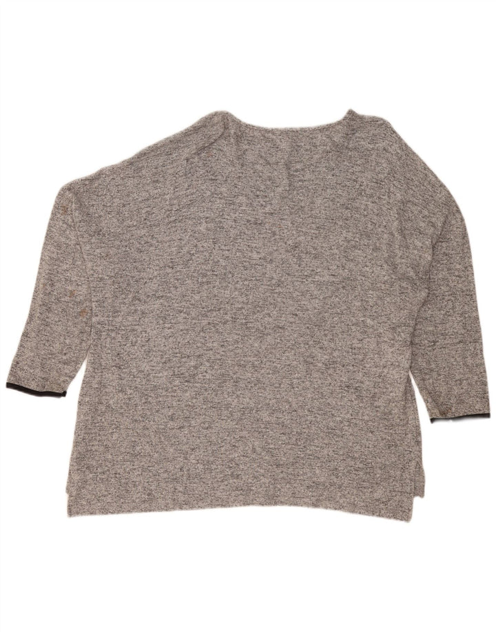 Zara Dame Oversized Top 3/4 ærme UK 16 Large Grå Flecked
