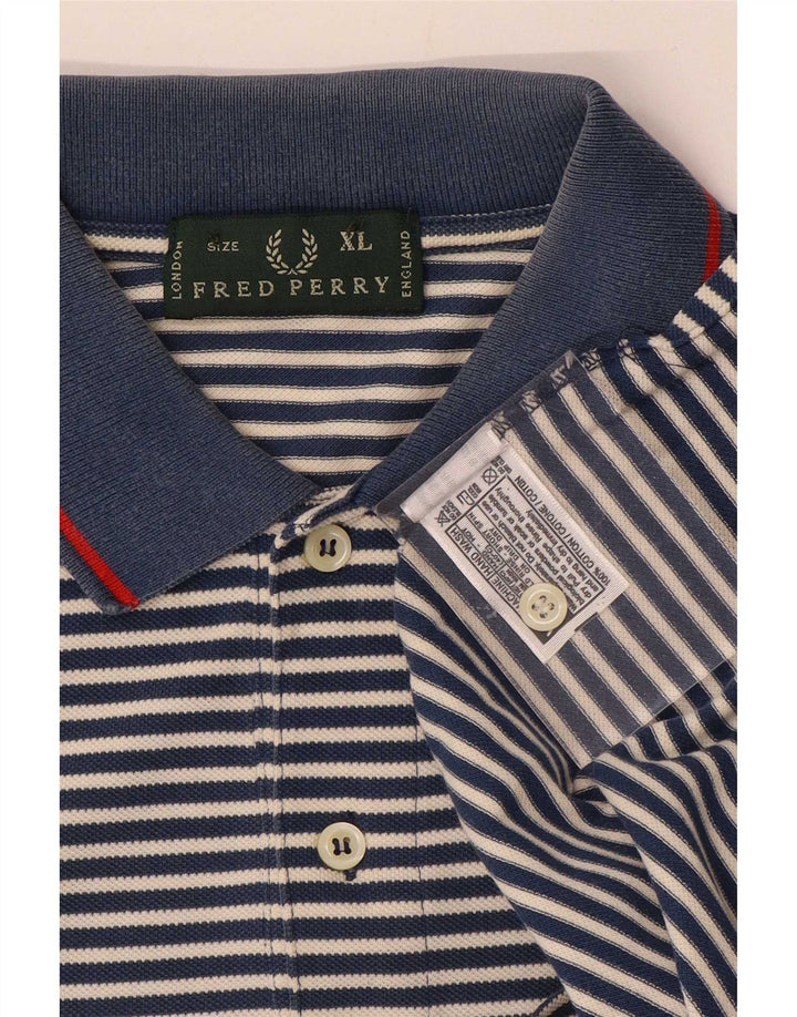 Fred Perry Herre poloshirt XL marineblå stribet bomuld