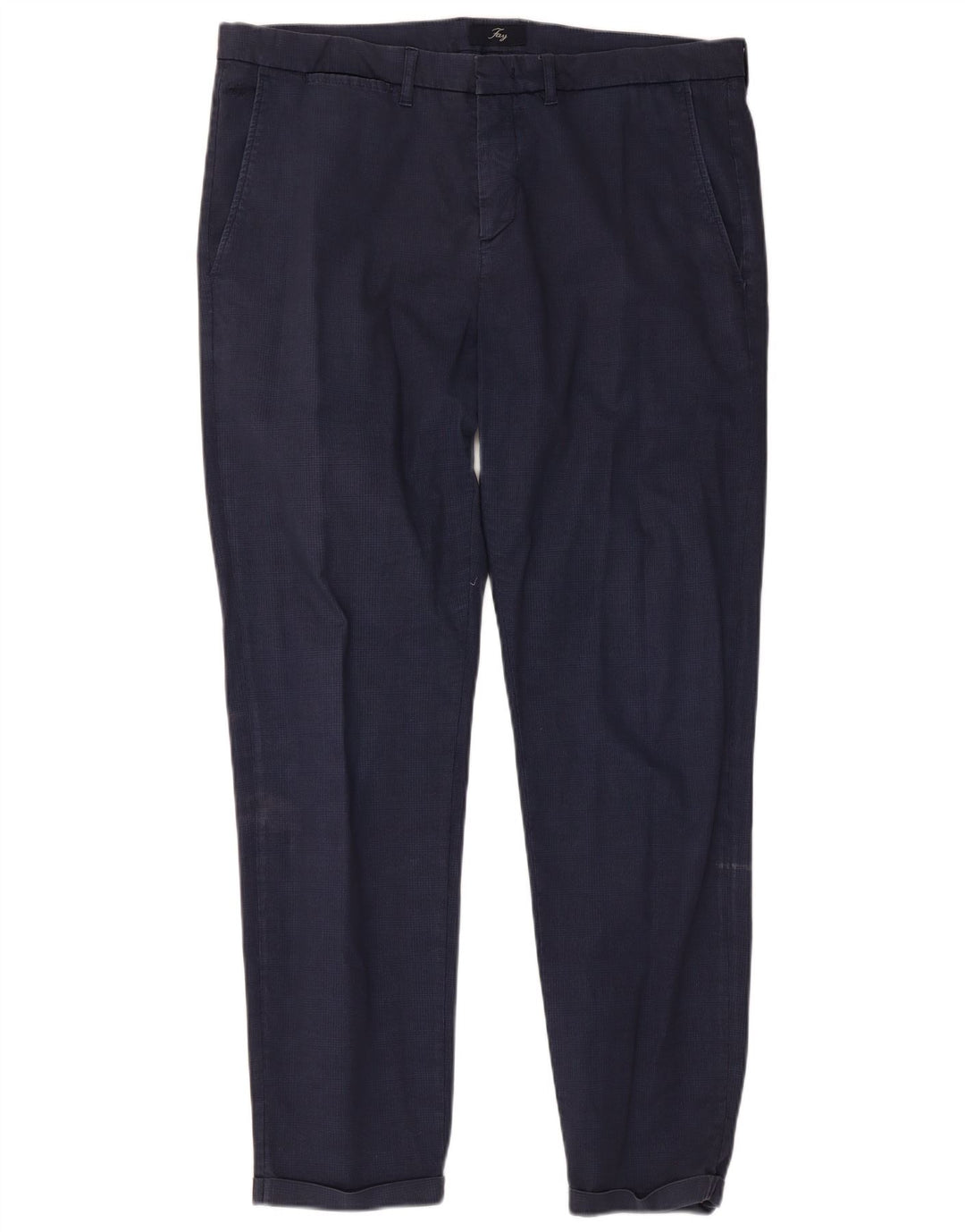 Fay Herre Slim Chino Bukser W38 L30 Navy Blue Check