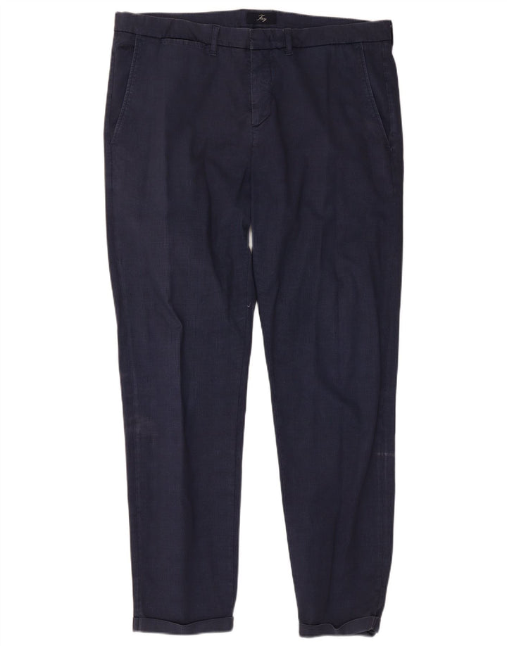 Fay Herre Slim Chino Bukser W38 L30 Navy Blue Check
