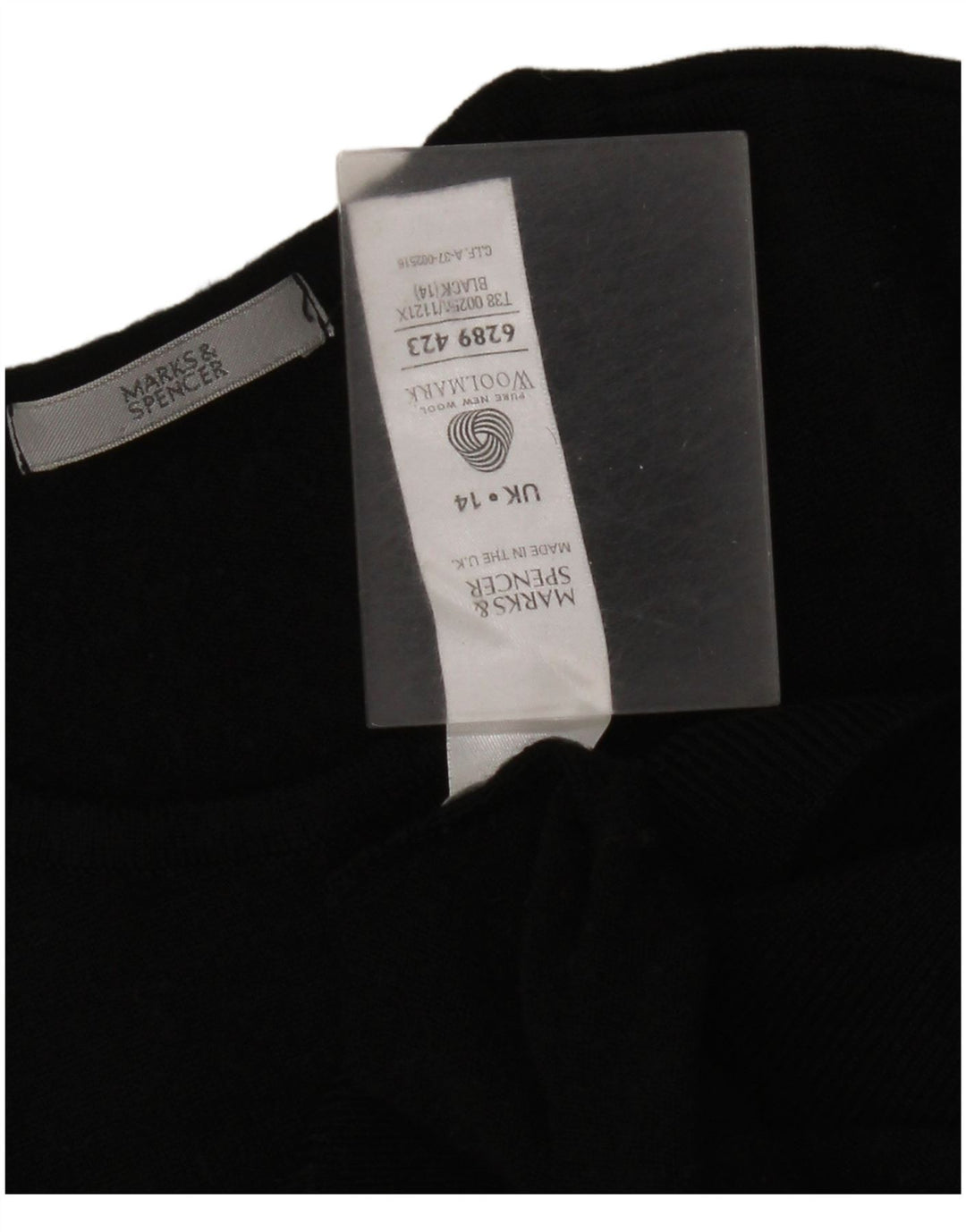 Marks & Spencer dame sweater med rund hals DK 14 Stor sort ny uld