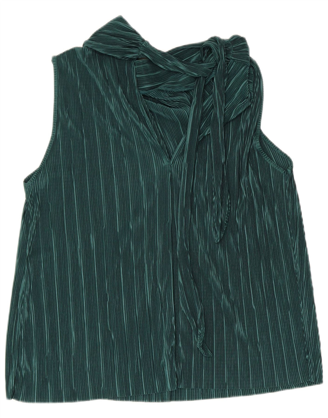 Zara Dame ærmeløs bluse Top UK 14 Stor grøn stribet polyester