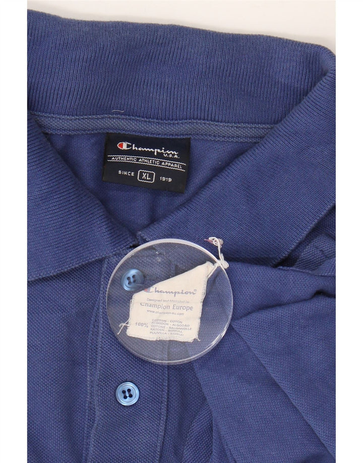 CHAMPION Mens Graphic Polo Shirt XL Navy Blue Cotton Vintage Champion and Second-Hand Champion from Messina Hembry 
