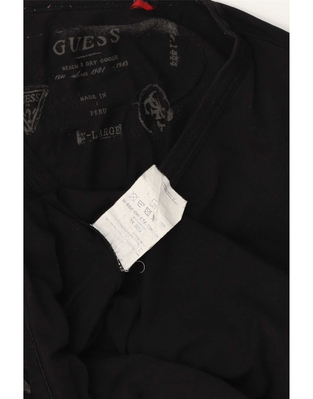 Guess Herre grafisk top langærmet XL sort bomuld