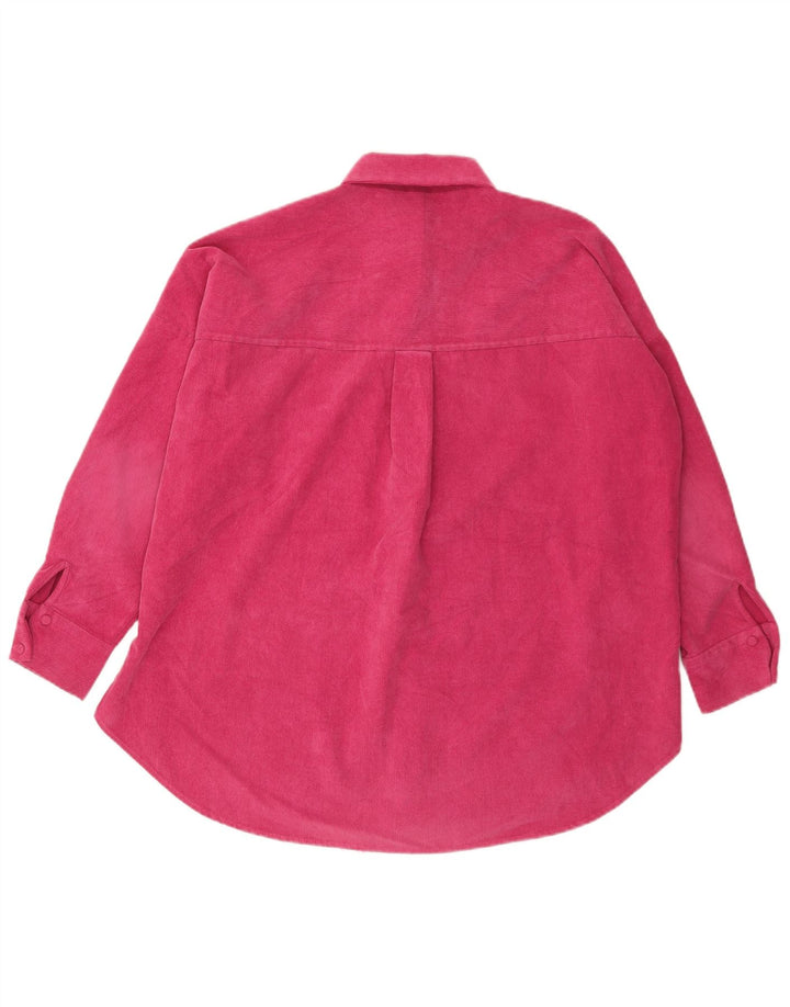 Zara Dame Oversized Flanell Shirt UK 6 XS Pink Polyester