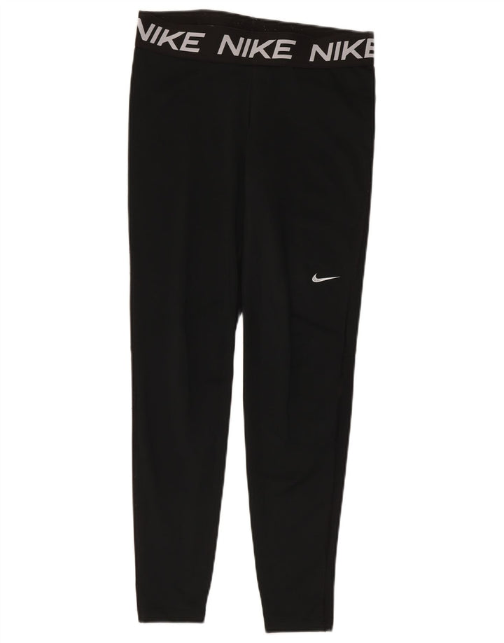 Nike Dame Dri Fit Grafiske Leggings UK 14 Large Black Polyester