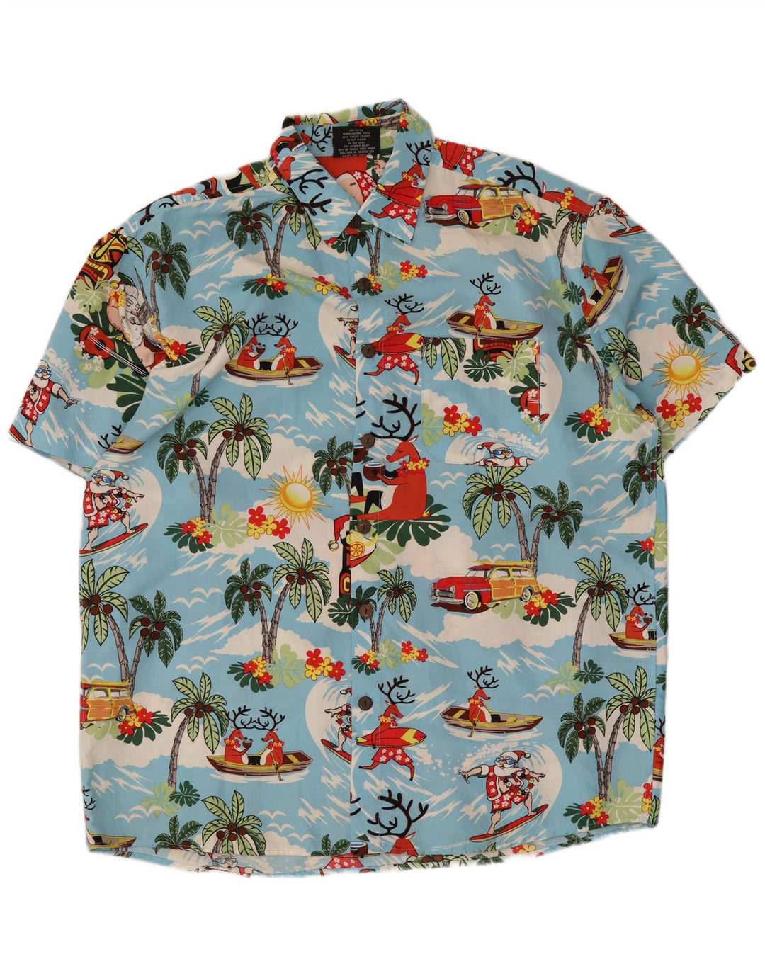 Lowes Herre Hawaii kortærmet skjorte Stor blå polyester