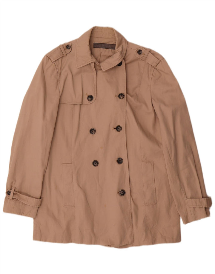 Zara Dame Trench Coat UK 16 Stor Beige Bomuld