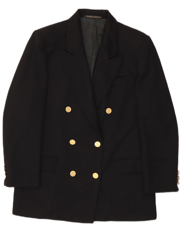 Marks & Spencer Dame Dobbeltradet Blazer Jacket UK 16 Large Black